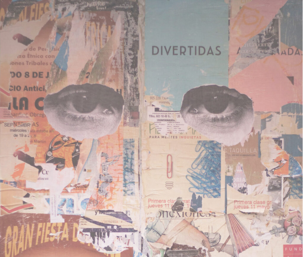 colaj cu ochi pe o foaie colorată